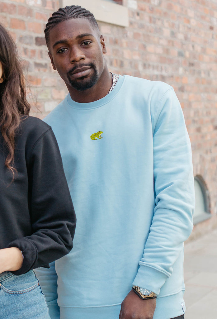 Frog Unisex Embroidered Organic Sustainable Sweatshirt Jumper Big Wild Thought