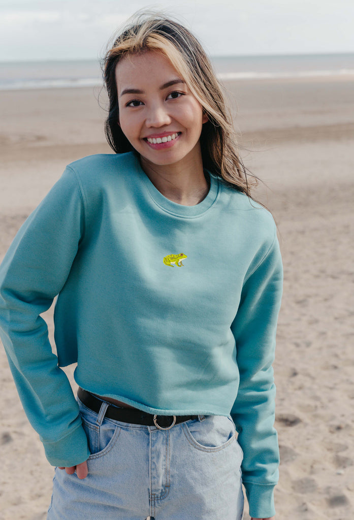 frog womens cropped sweatshirt Big Wild Thought