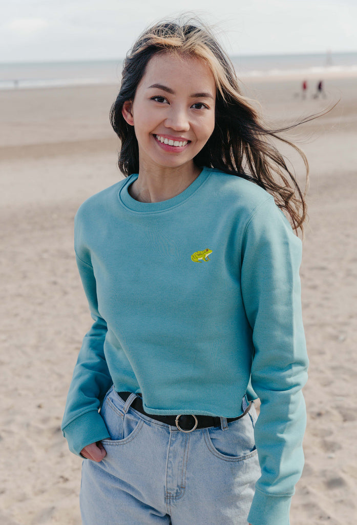 frog womens cropped sweatshirt Big Wild Thought