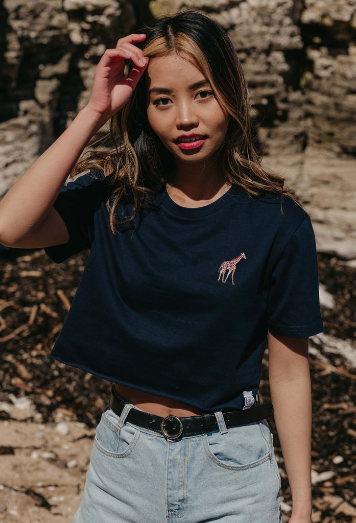 giraffe womens cropped t-shirt Big Wild Thought