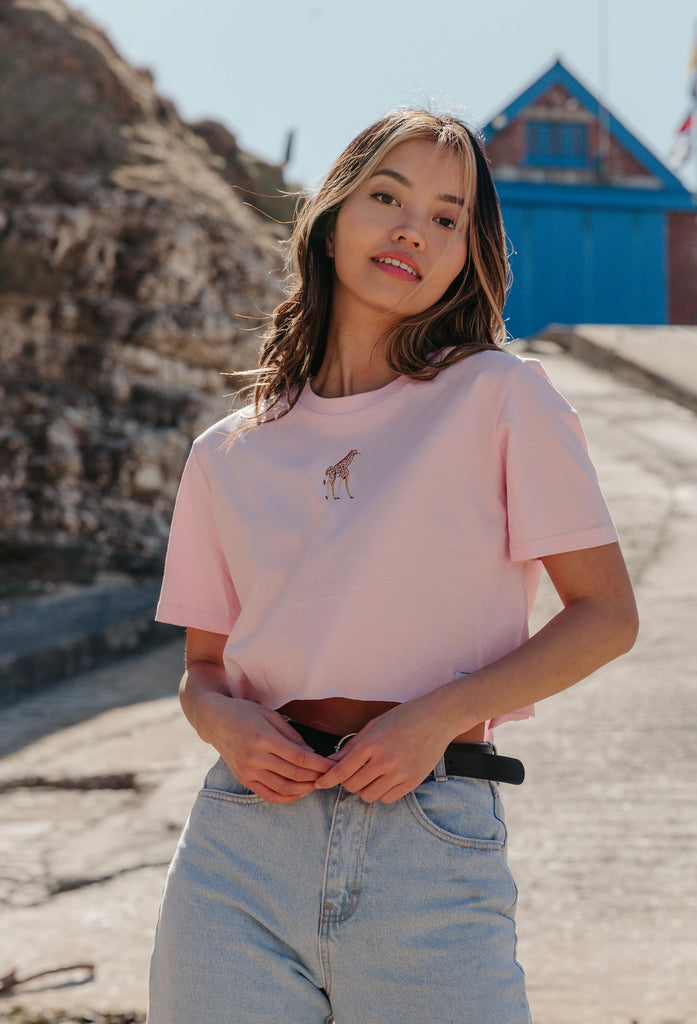 giraffe womens cropped t-shirt Big Wild Thought