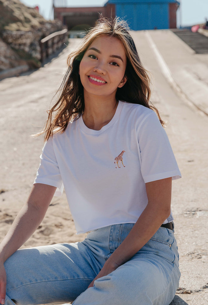 giraffe womens cropped t-shirt Big Wild Thought