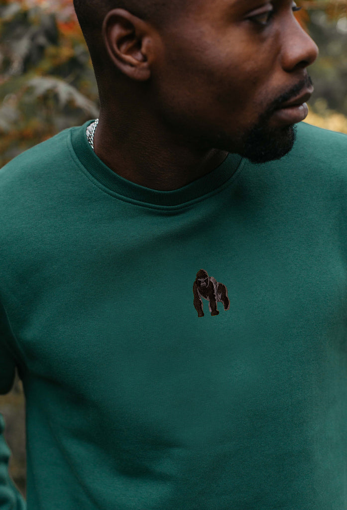 Gorilla Unisex Embroidered Organic Sustainable Sweatshirt Jumper Big Wild Thought