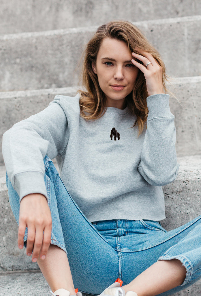 gorilla womens cropped sweatshirt Big Wild Thought