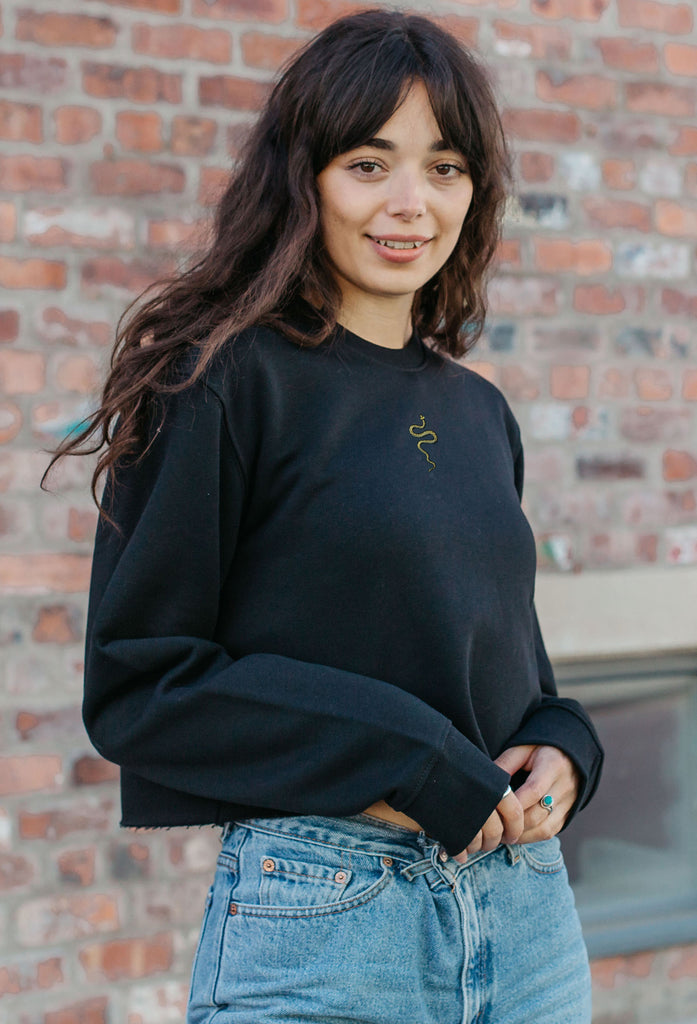 grass snake womens cropped sweatshirt Big Wild Thought