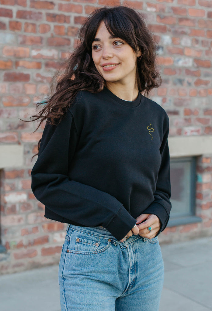 grass snake womens cropped sweatshirt Big Wild Thought