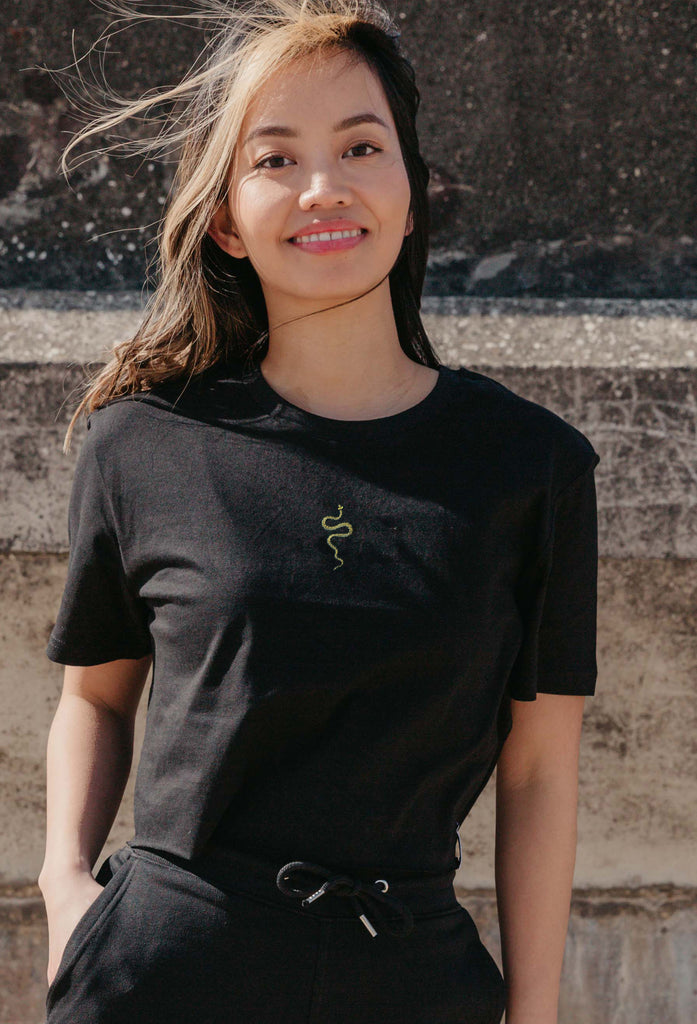 grass snake womens cropped t-shirt Big Wild Thought