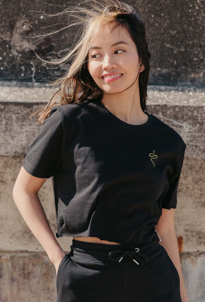grass snake womens cropped t-shirt Big Wild Thought