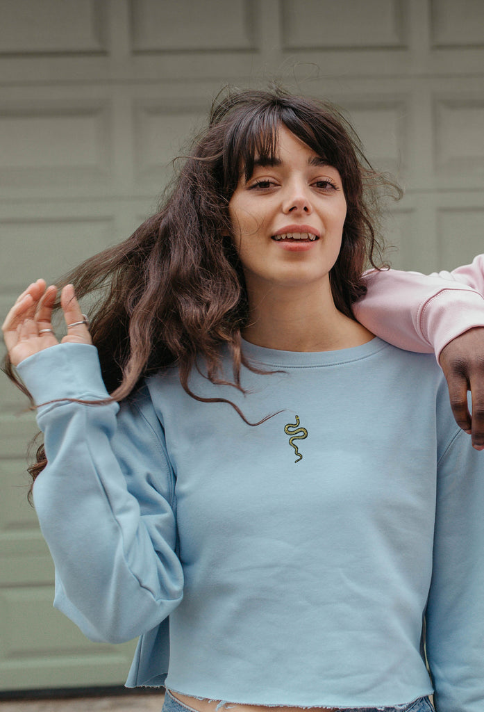 grass snake womens cropped sweatshirt Big Wild Thought
