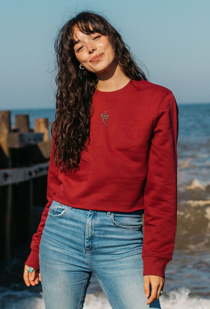 grass snake womens cropped sweatshirt Big Wild Thought