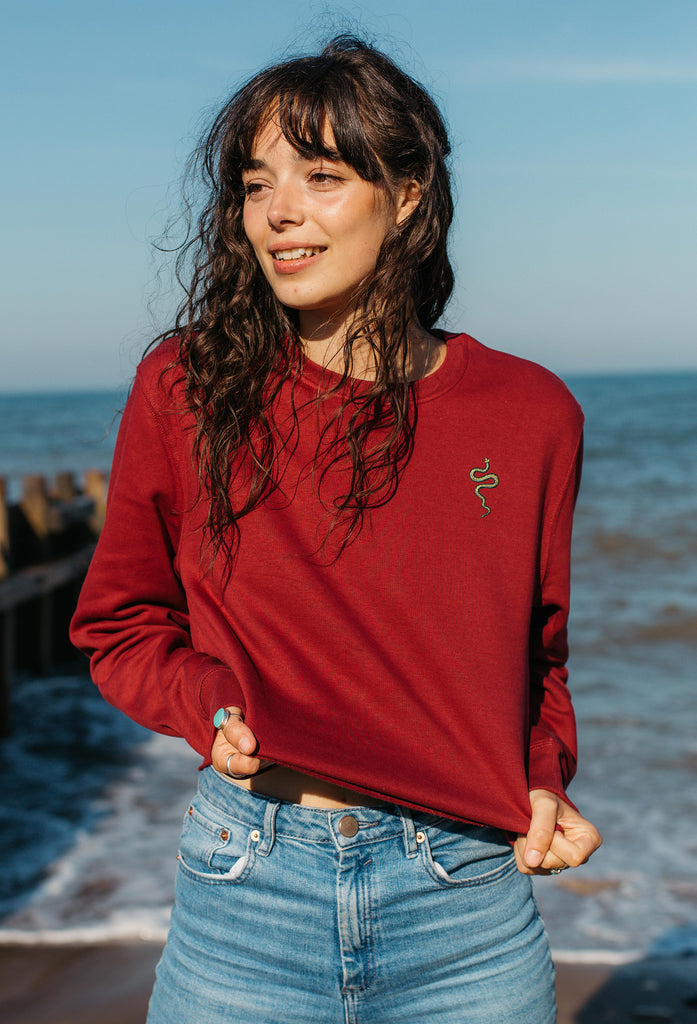 grass snake womens cropped sweatshirt Big Wild Thought