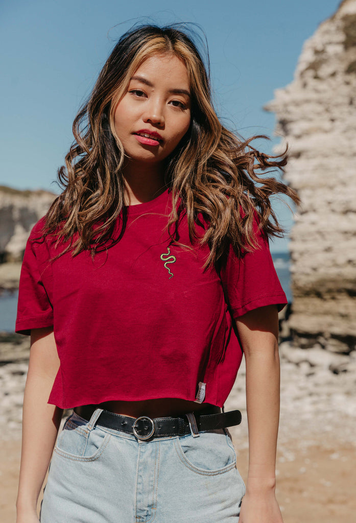 grass snake womens cropped t-shirt Big Wild Thought