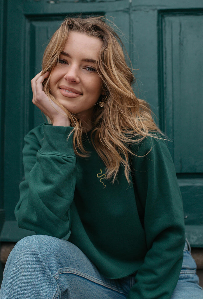 grass snake womens cropped sweatshirt Big Wild Thought