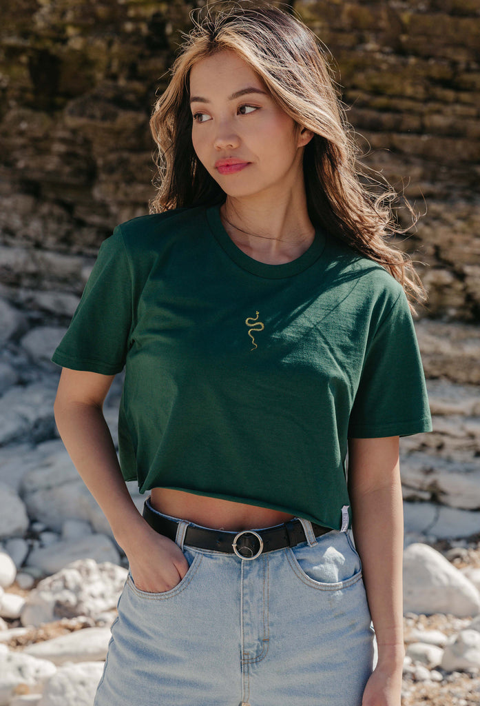 grass snake womens cropped t-shirt Big Wild Thought