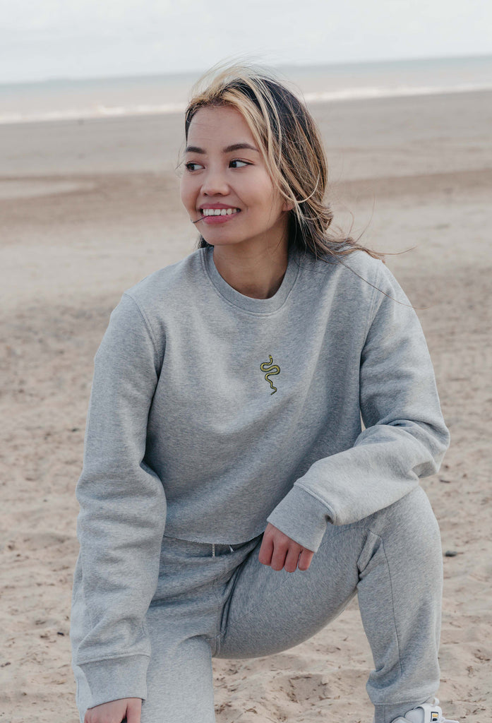 grass snake womens cropped sweatshirt Big Wild Thought