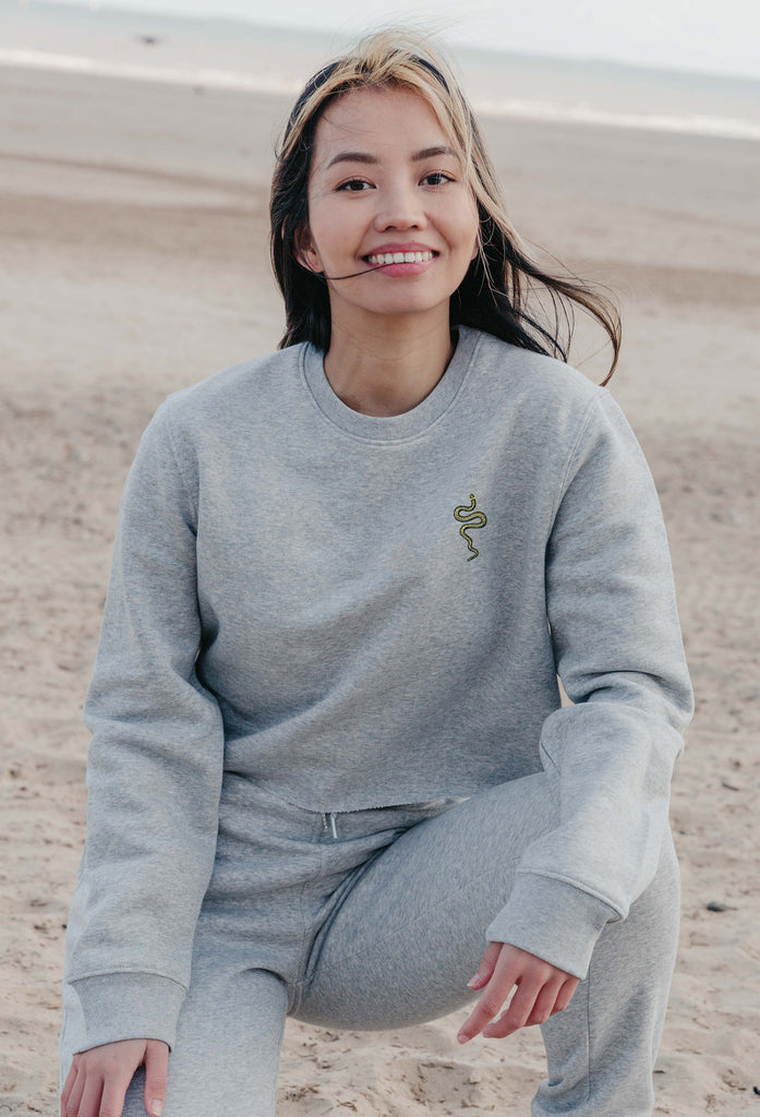 grass snake womens cropped sweatshirt Big Wild Thought