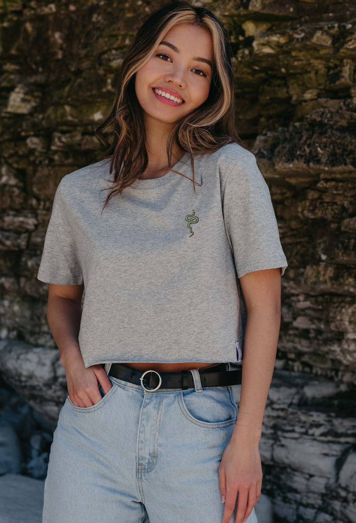 grass snake womens cropped t-shirt Big Wild Thought