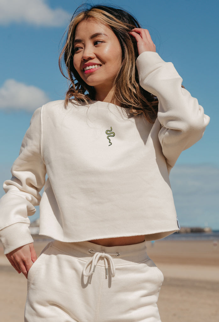 grass snake womens cropped sweatshirt Big Wild Thought