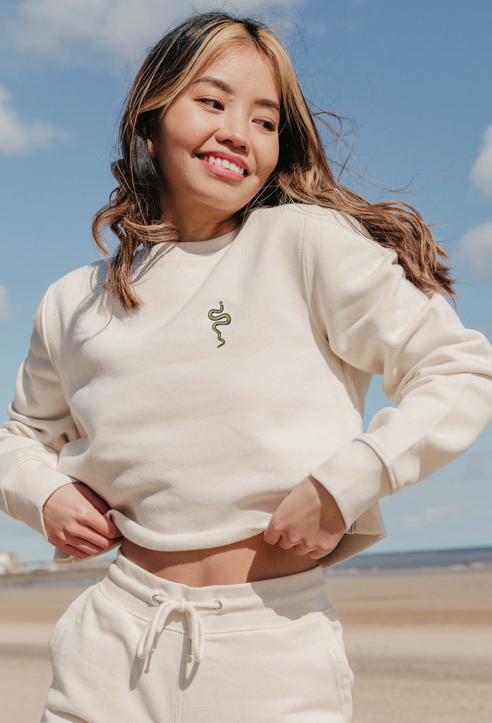 grass snake womens cropped sweatshirt Big Wild Thought