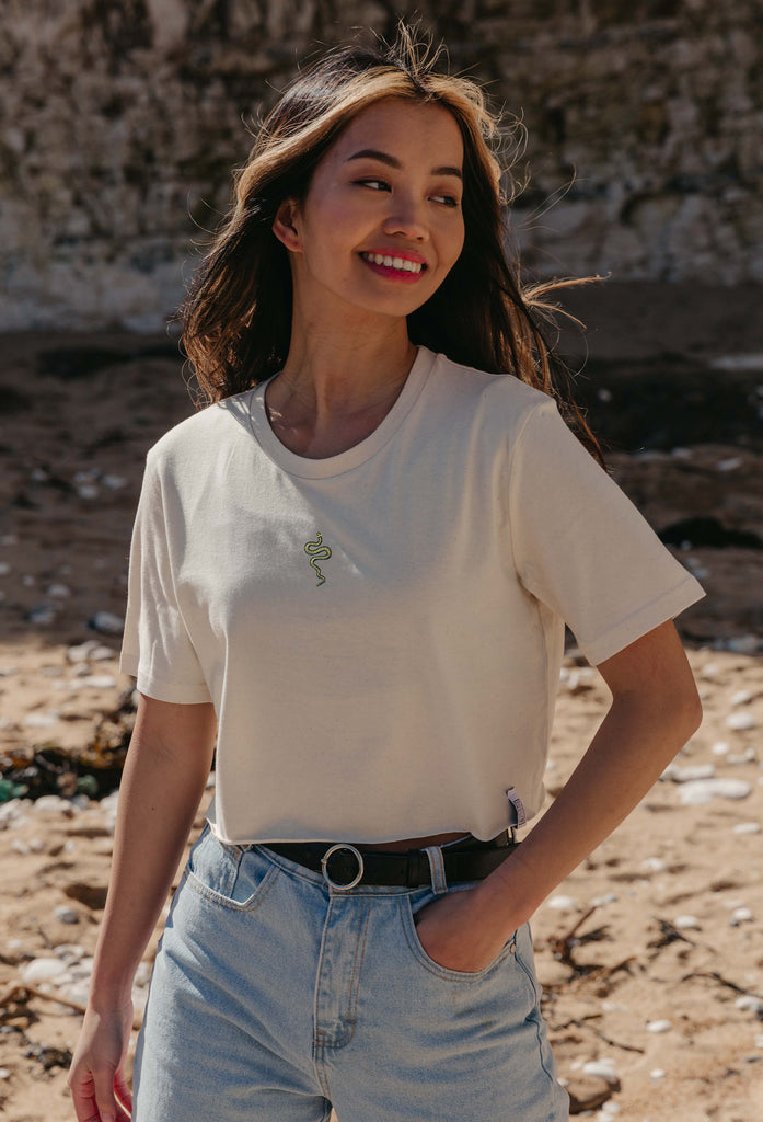 grass snake womens cropped t-shirt Big Wild Thought