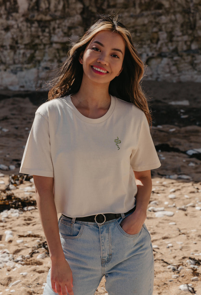 grass snake womens cropped t-shirt Big Wild Thought