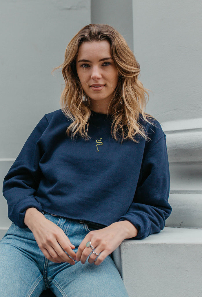 grass snake womens cropped sweatshirt Big Wild Thought