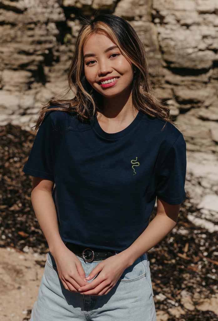 grass snake womens cropped t-shirt Big Wild Thought