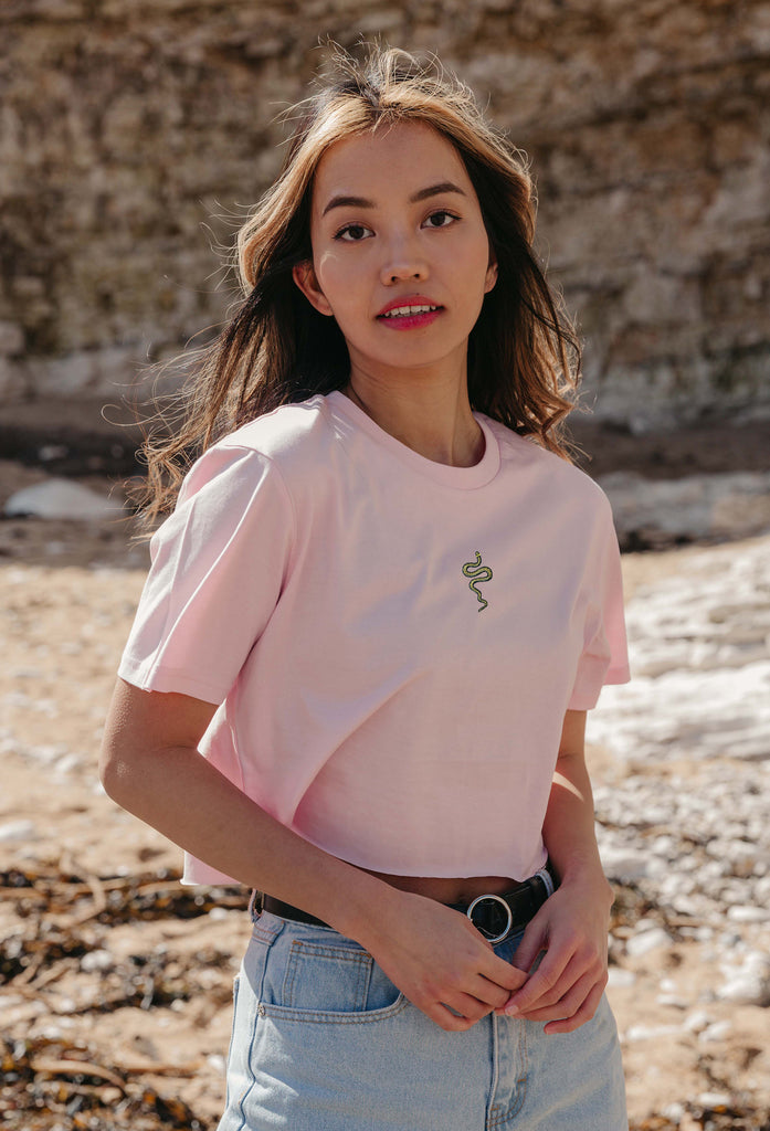 grass snake womens cropped t-shirt Big Wild Thought