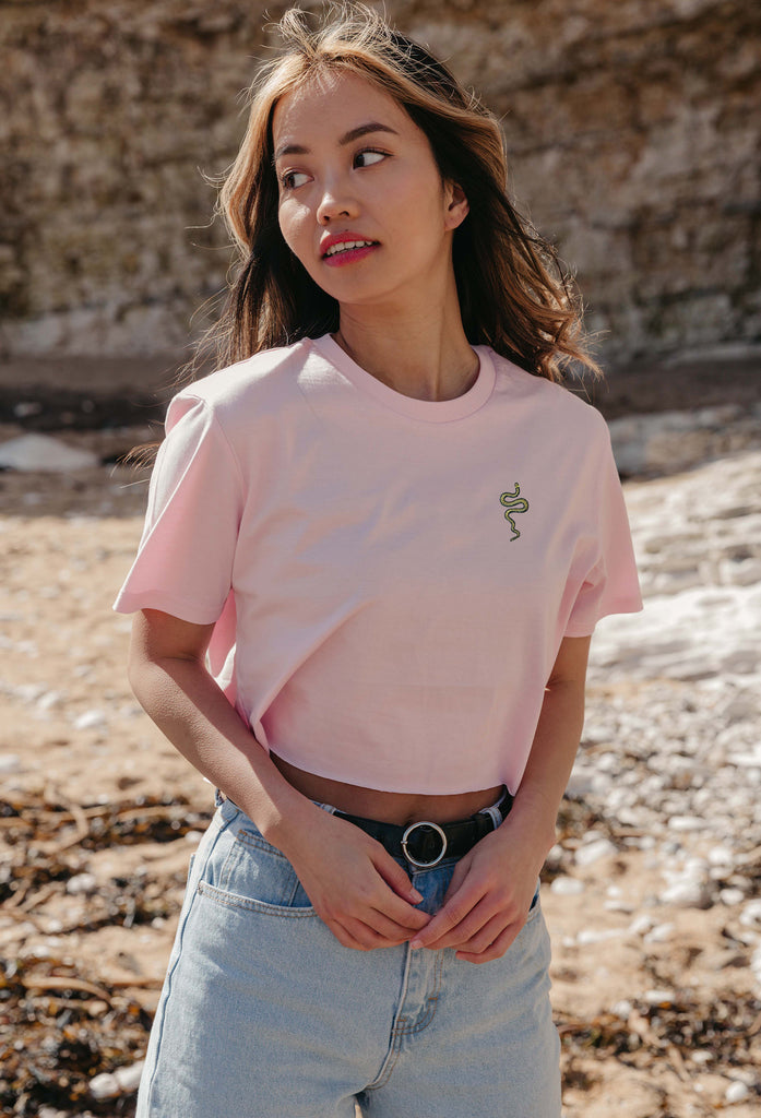 grass snake womens cropped t-shirt Big Wild Thought