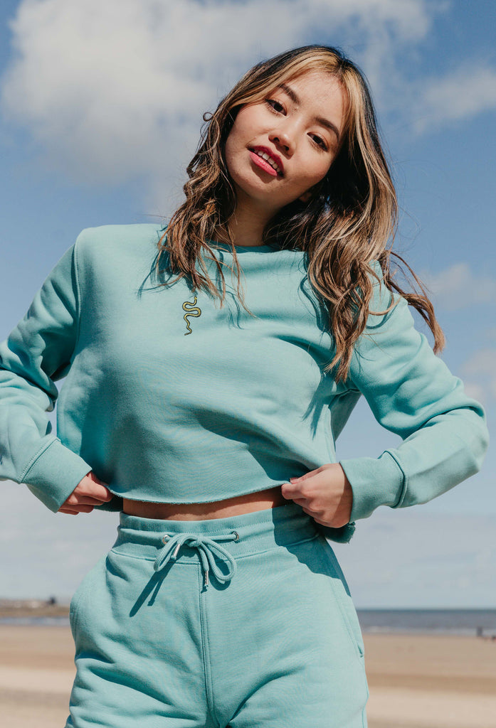 grass snake womens cropped sweatshirt Big Wild Thought