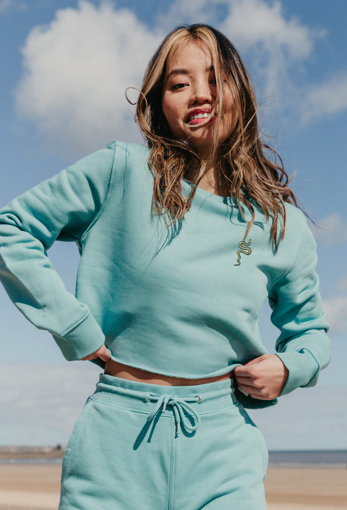 grass snake womens cropped sweatshirt Big Wild Thought