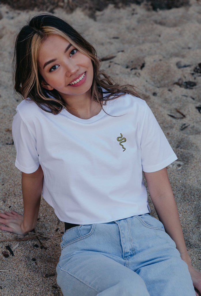 grass snake womens cropped t-shirt Big Wild Thought