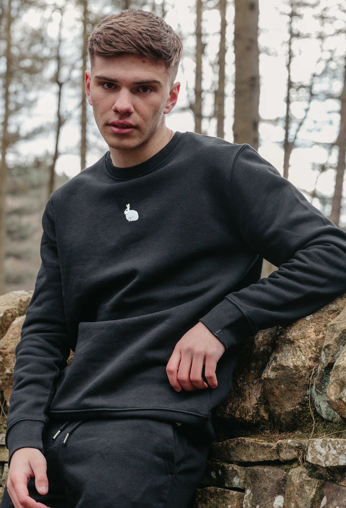 Hare Bunny Rabbit Unisex Embroidered Organic Sustainable Sweatshirt Jumper Big Wild Thought