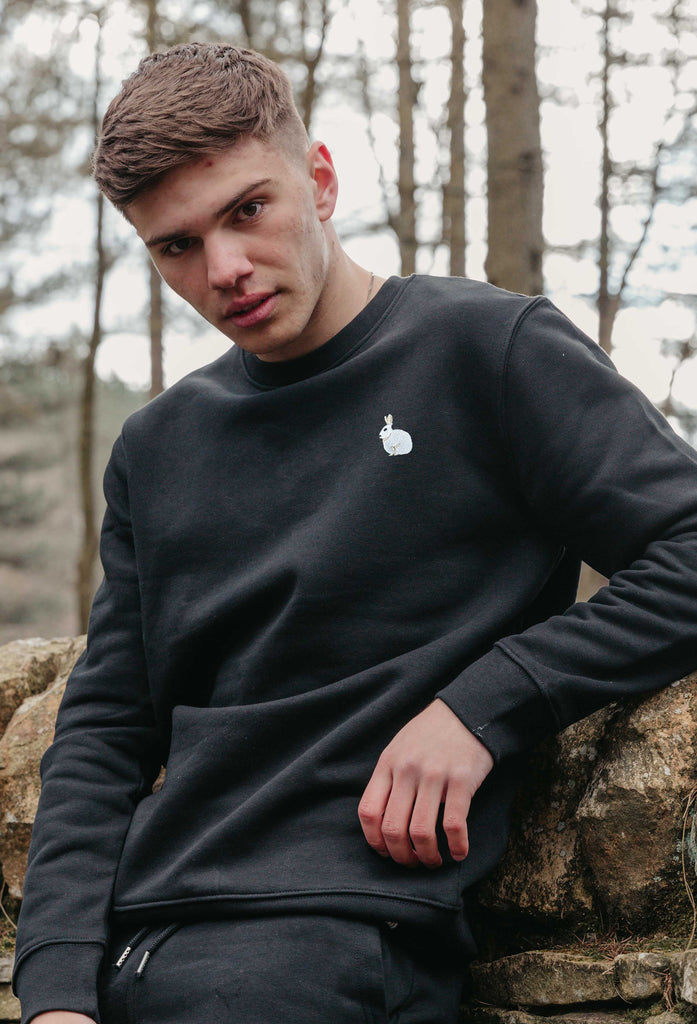 Hare Bunny Rabbit Unisex Embroidered Organic Sustainable Sweatshirt Jumper Big Wild Thought