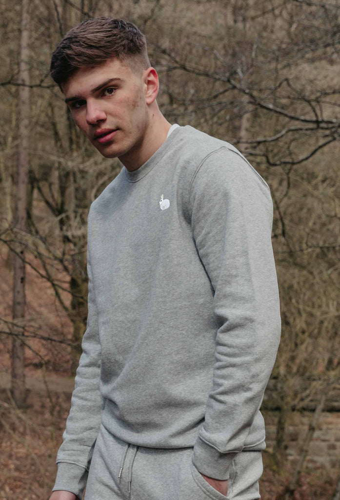 Hare Bunny Rabbit Unisex Embroidered Organic Sustainable Sweatshirt Jumper Big Wild Thought