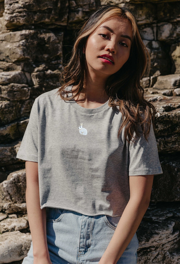 mountain hare womens cropped t-shirt Big Wild Thought