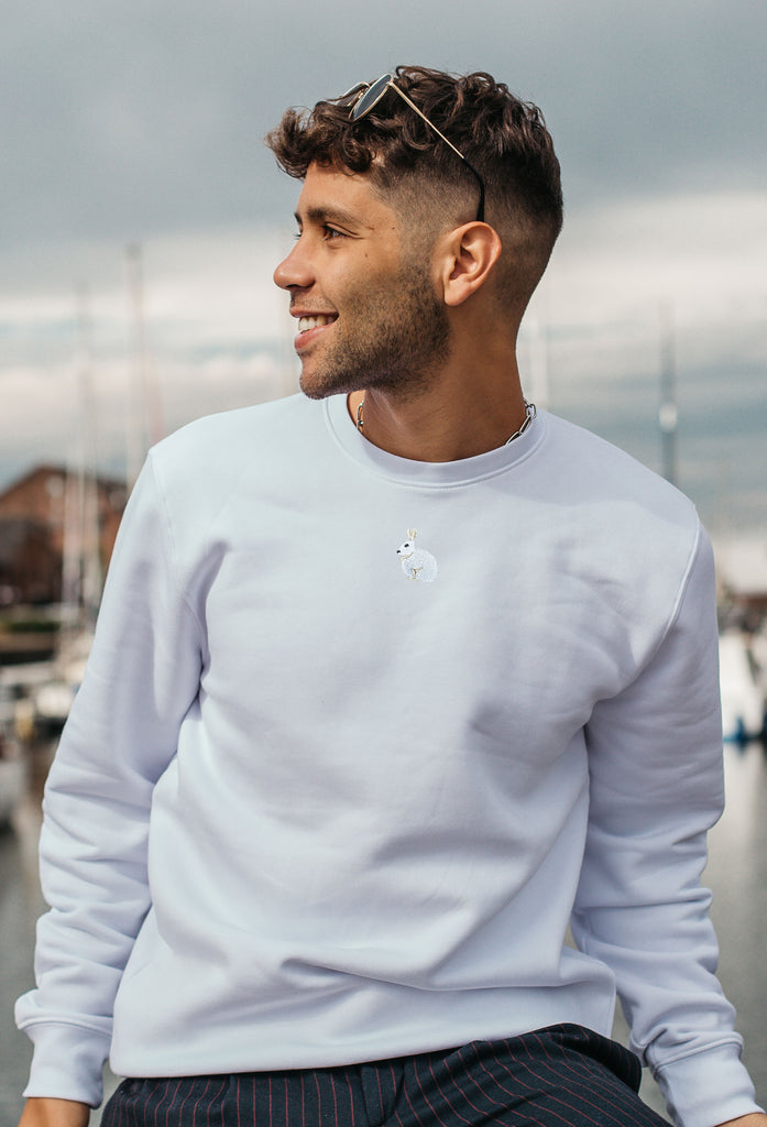 Hare Bunny Rabbit Unisex Embroidered Organic Sustainable Sweatshirt Jumper Big Wild Thought