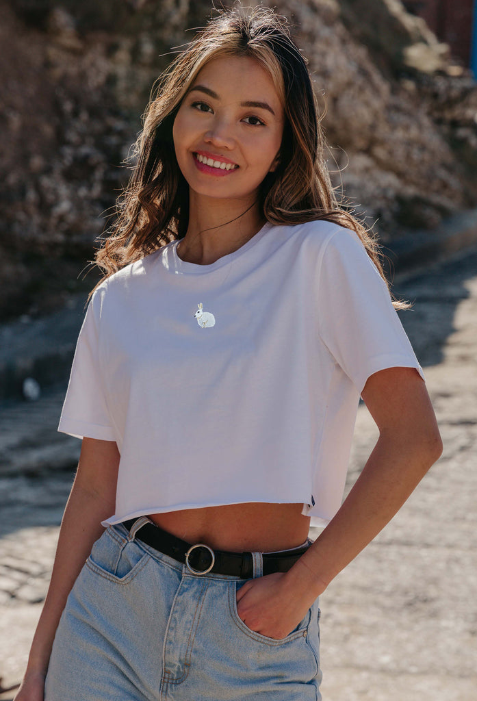 mountain hare womens cropped t-shirt Big Wild Thought