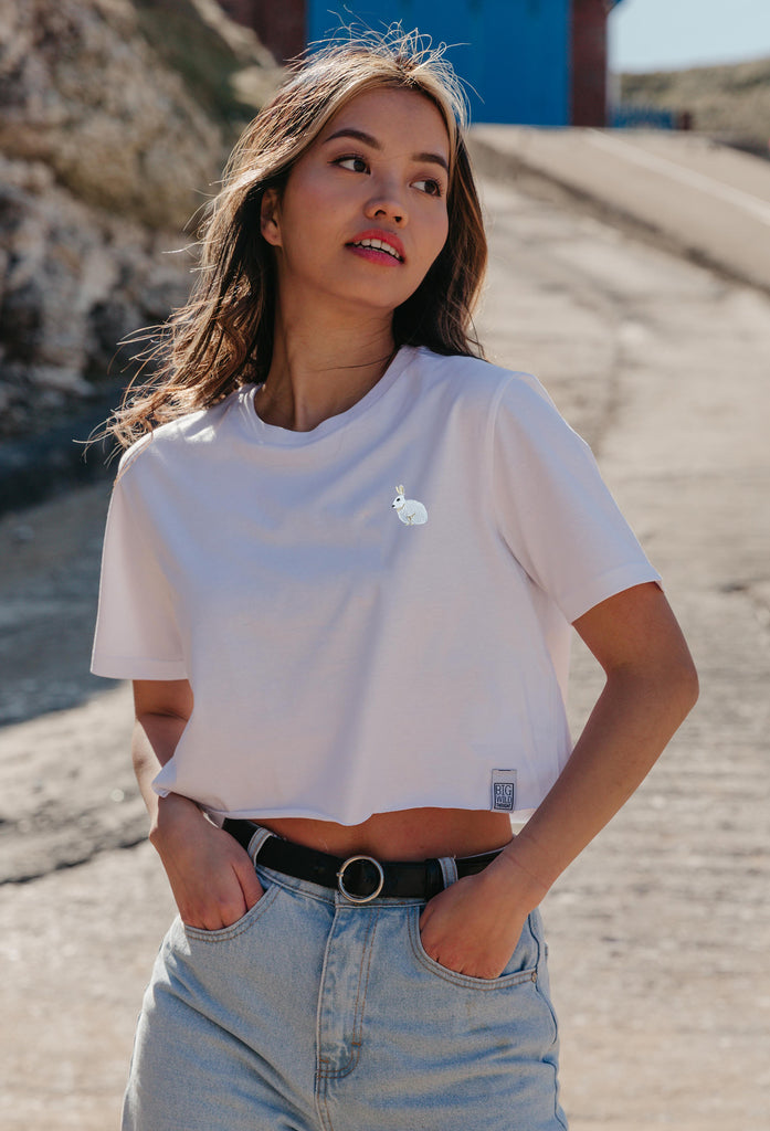 mountain hare womens cropped t-shirt Big Wild Thought