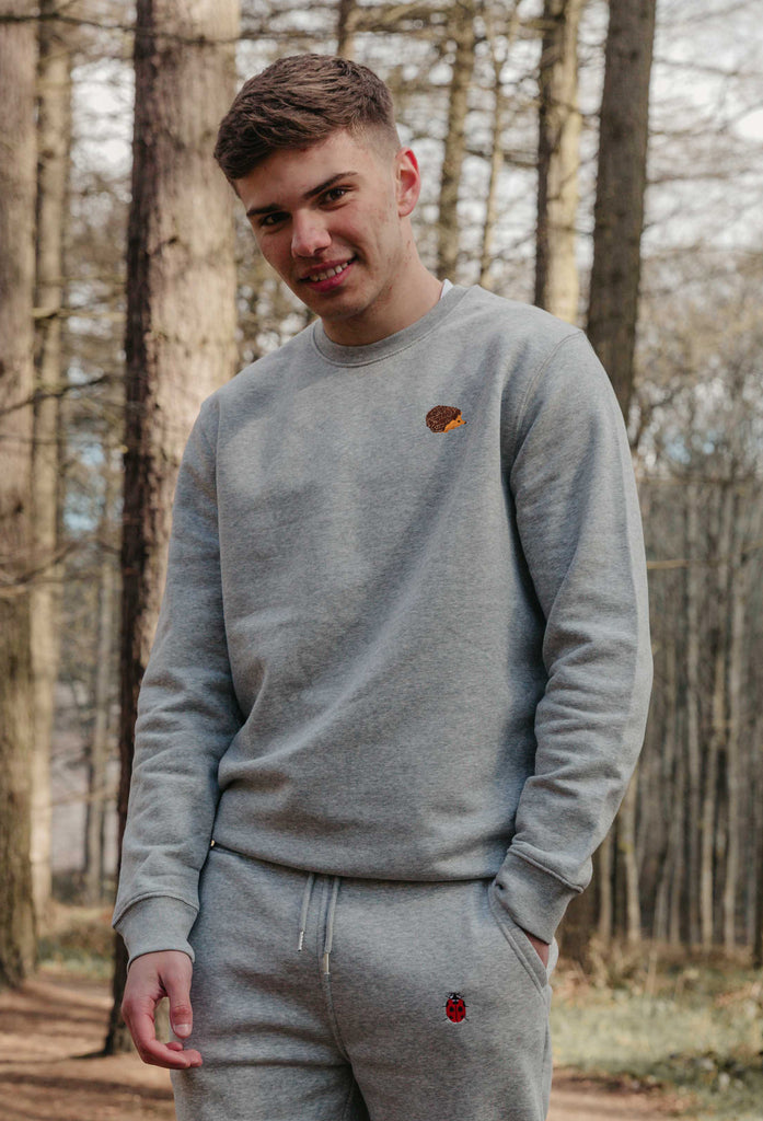 Hedgehog Unisex Embroidered Organic Sustainable Sweatshirt Jumper Big Wild Thought