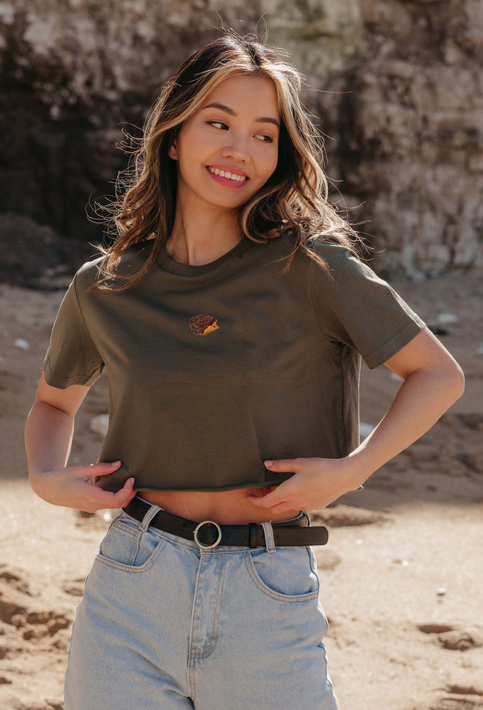 hedgehog womens cropped t-shirt Big Wild Thought