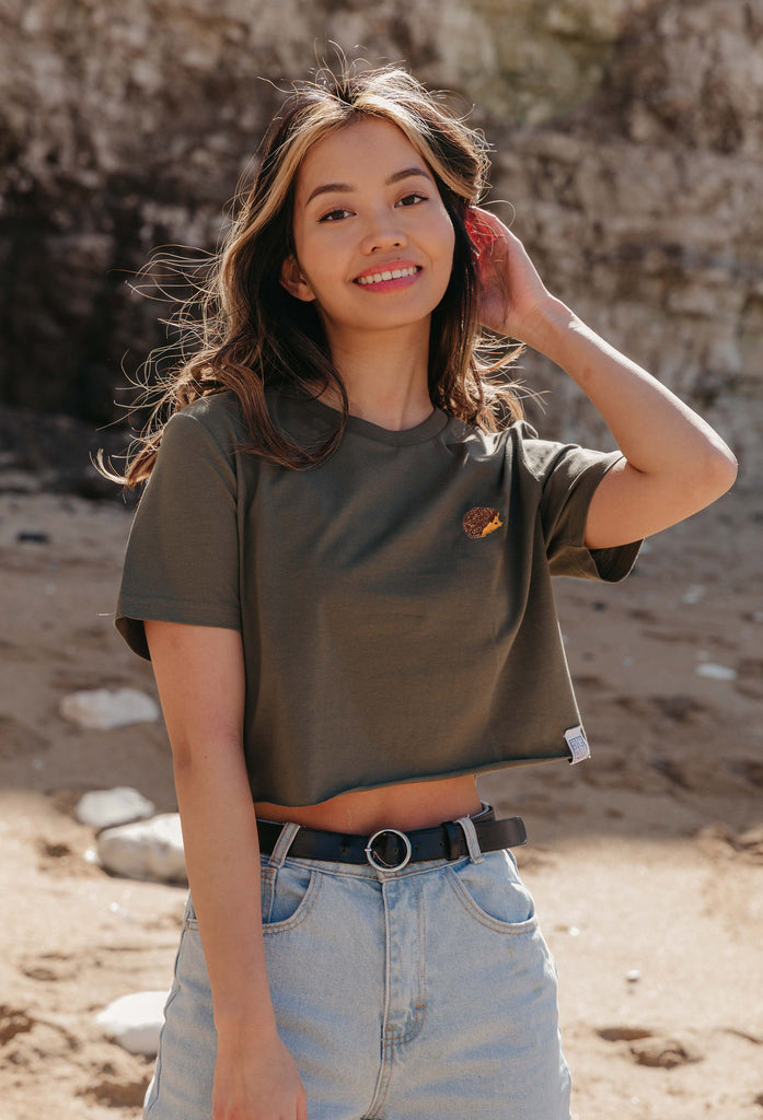 hedgehog womens cropped t-shirt Big Wild Thought