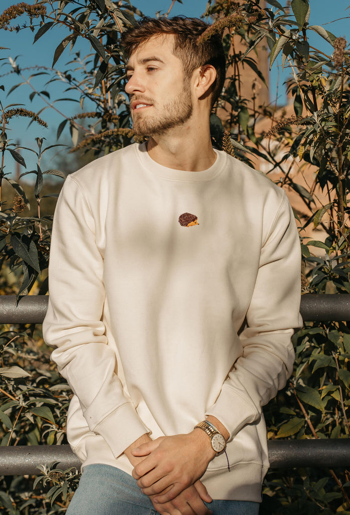 Hedgehog Unisex Embroidered Organic Sustainable Sweatshirt Jumper Big Wild Thought