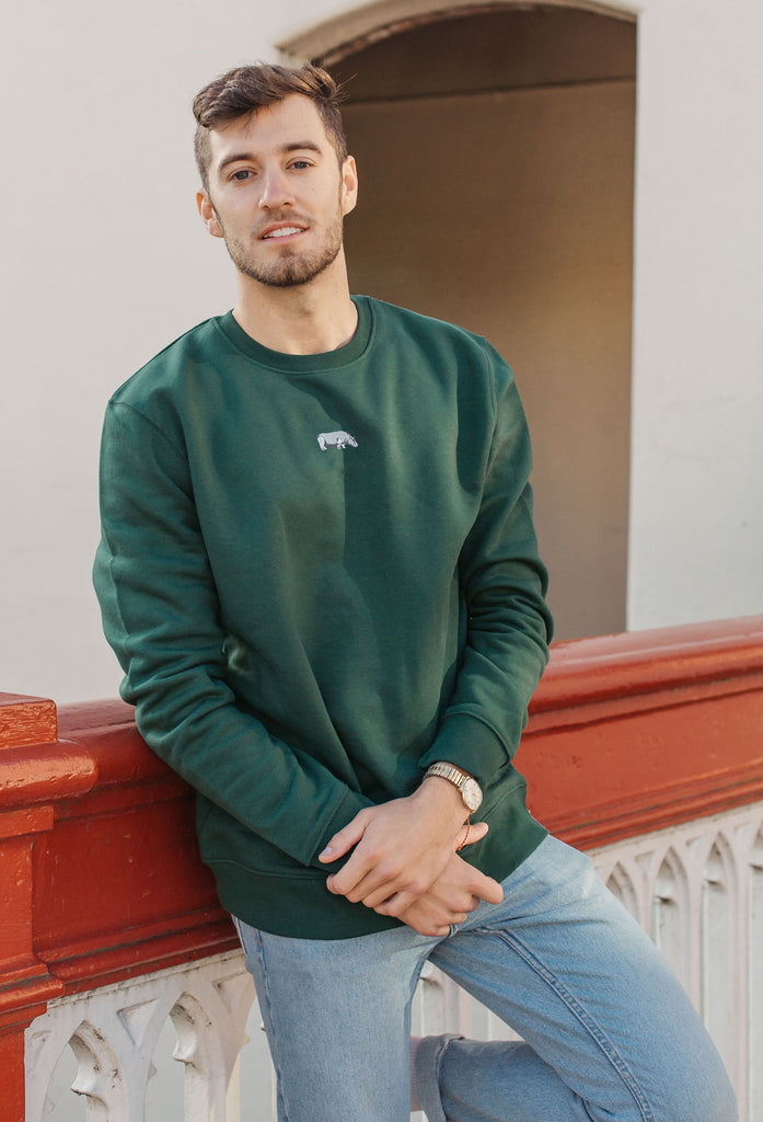 Hippo Unisex Embroidered Organic Sustainable Sweatshirt Jumper Big Wild Thought