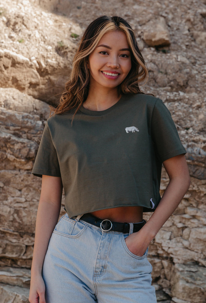 hippo womens cropped t-shirt Big Wild Thought