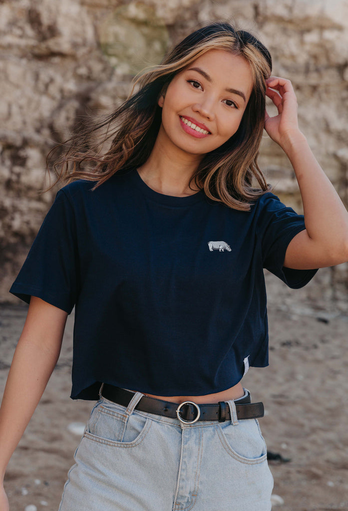 hippo womens cropped t-shirt Big Wild Thought