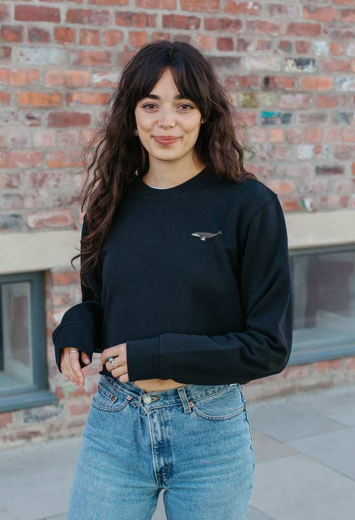 humpback whale womens cropped sweatshirt Big Wild Thought