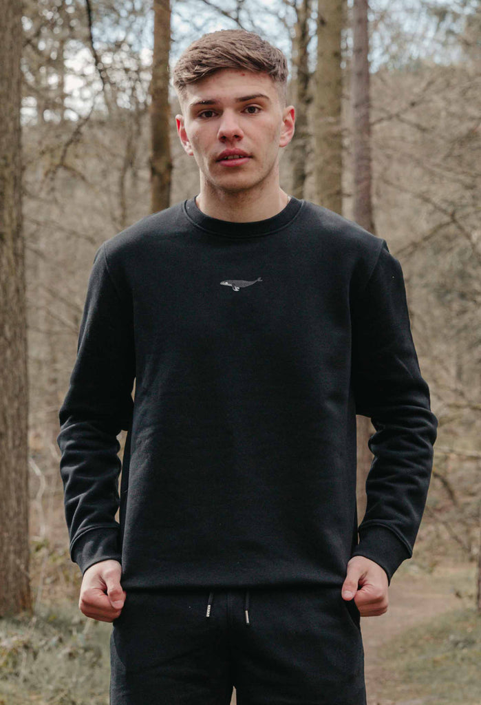 Humpback Whale Unisex Embroidered Organic Sustainable Sweatshirt Jumper Big Wild Thought