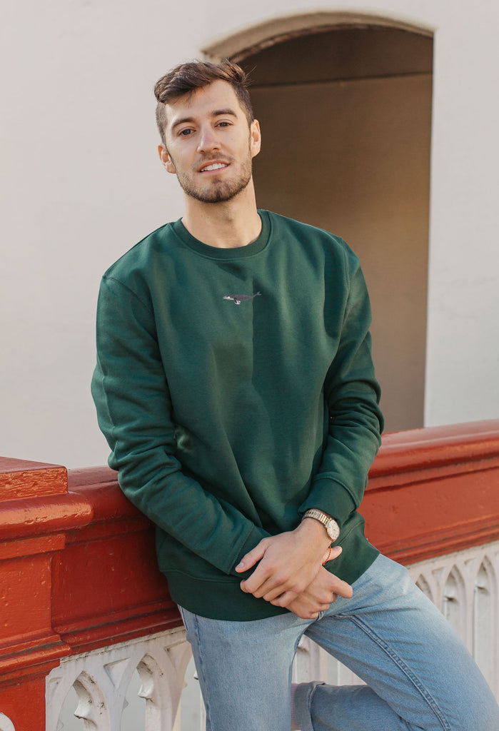 Humpback Whale Unisex Embroidered Organic Sustainable Sweatshirt Jumper Big Wild Thought