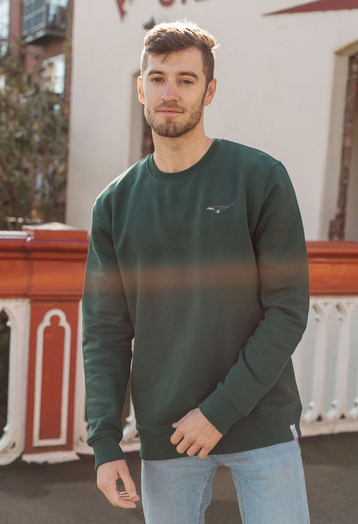 Humpback Whale Unisex Embroidered Organic Sustainable Sweatshirt Jumper Big Wild Thought